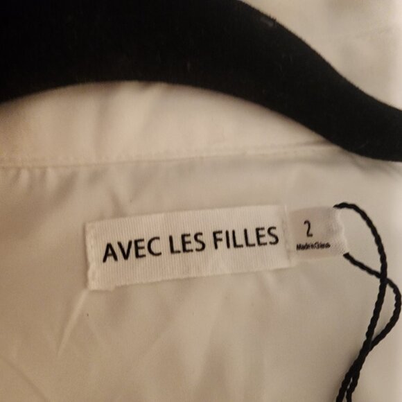 Avec Les Files Belted Cotton Blend Pleated Shirtdress NWT White Size 2 - Picture 7 of 13